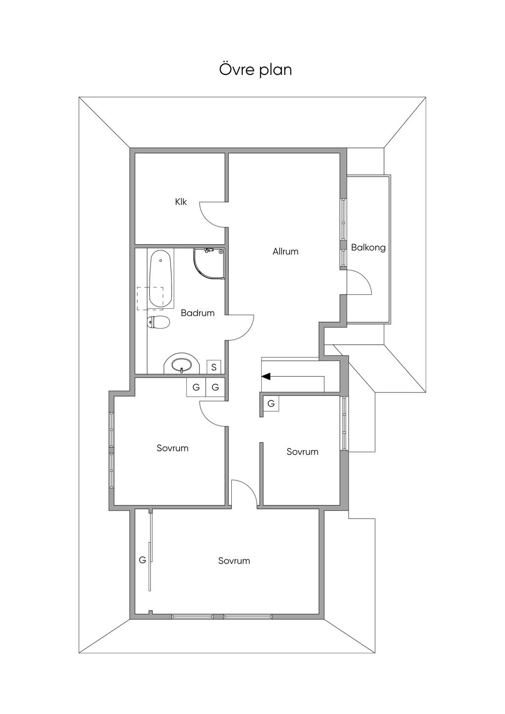Planlösning övre plan