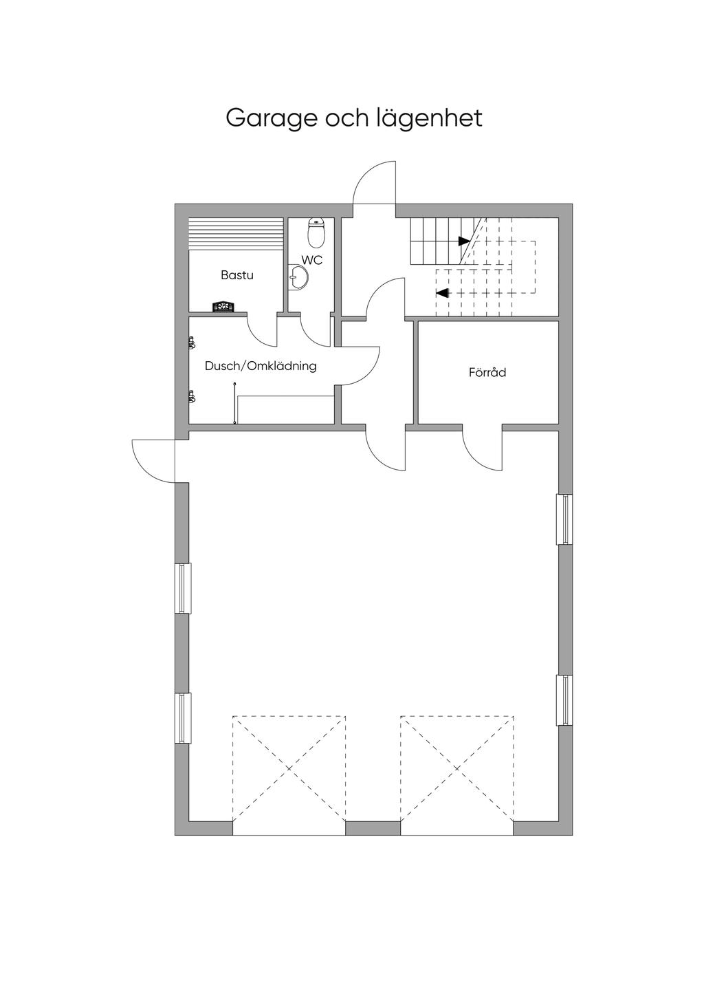 Planlösning Garage och Lägenhet 