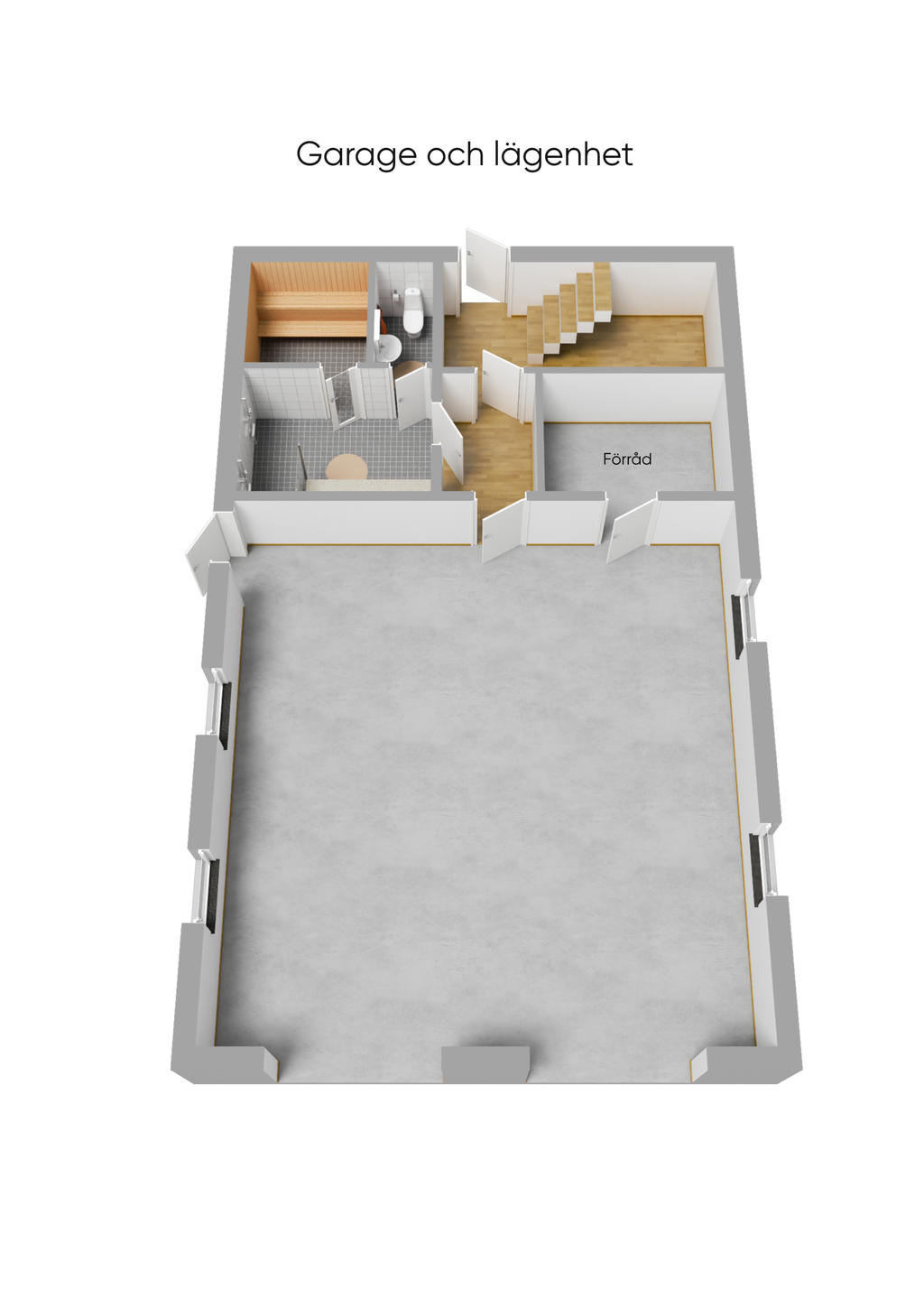 Planlösning Garage och Lägenhet 