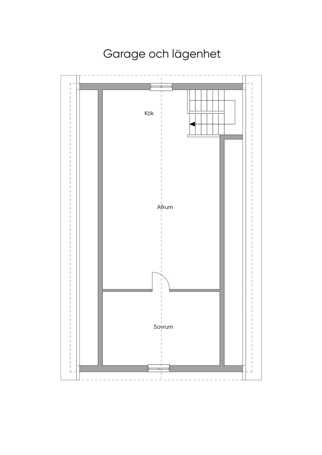 Planlösning Garage och Lägenhet 
