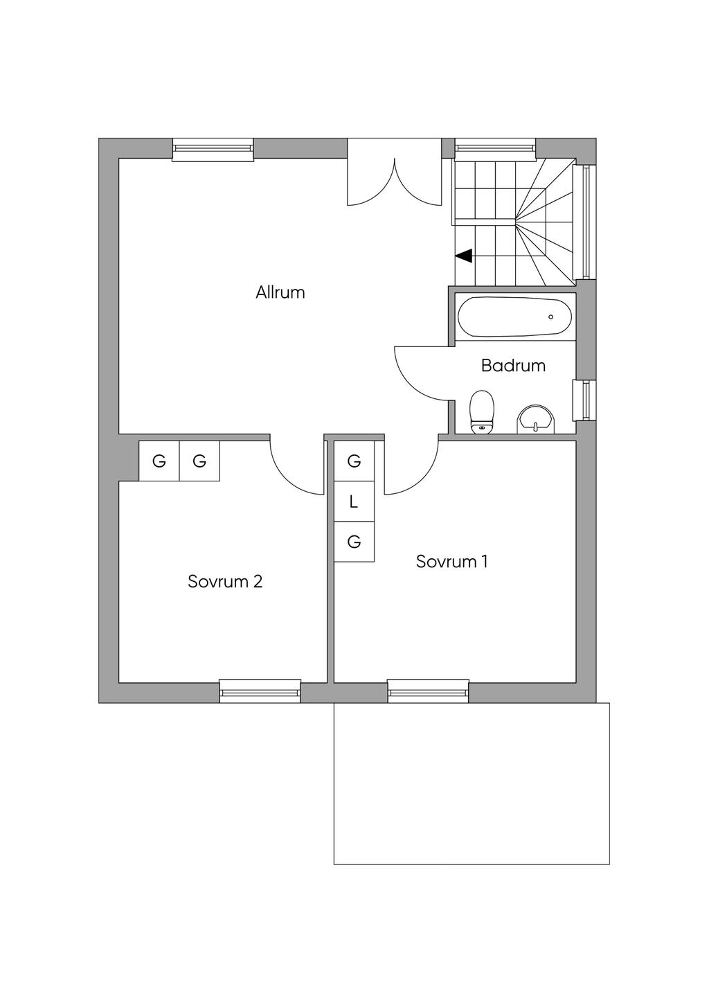 Planlösning övre plan