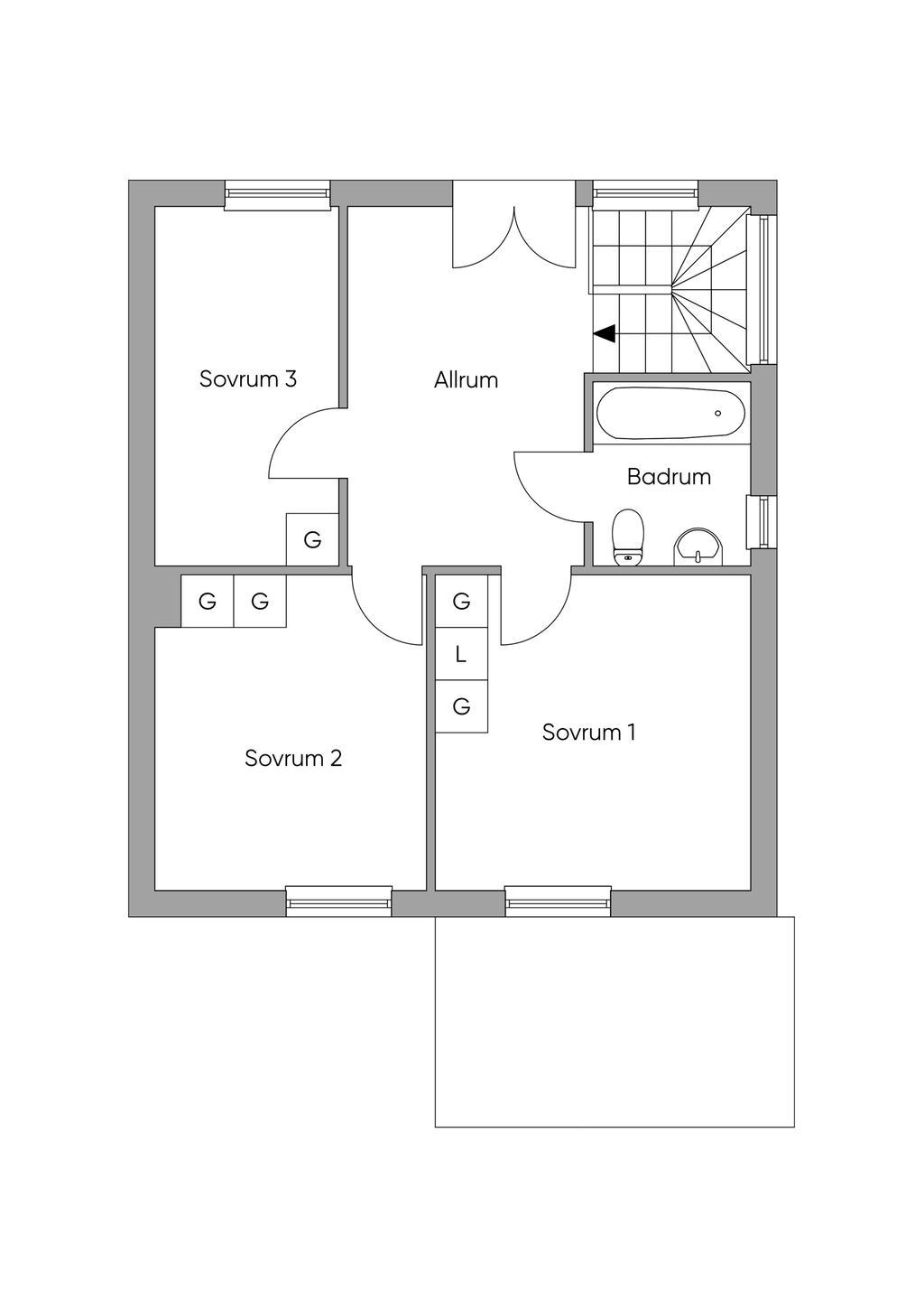 Alternativ planlösning övre plan