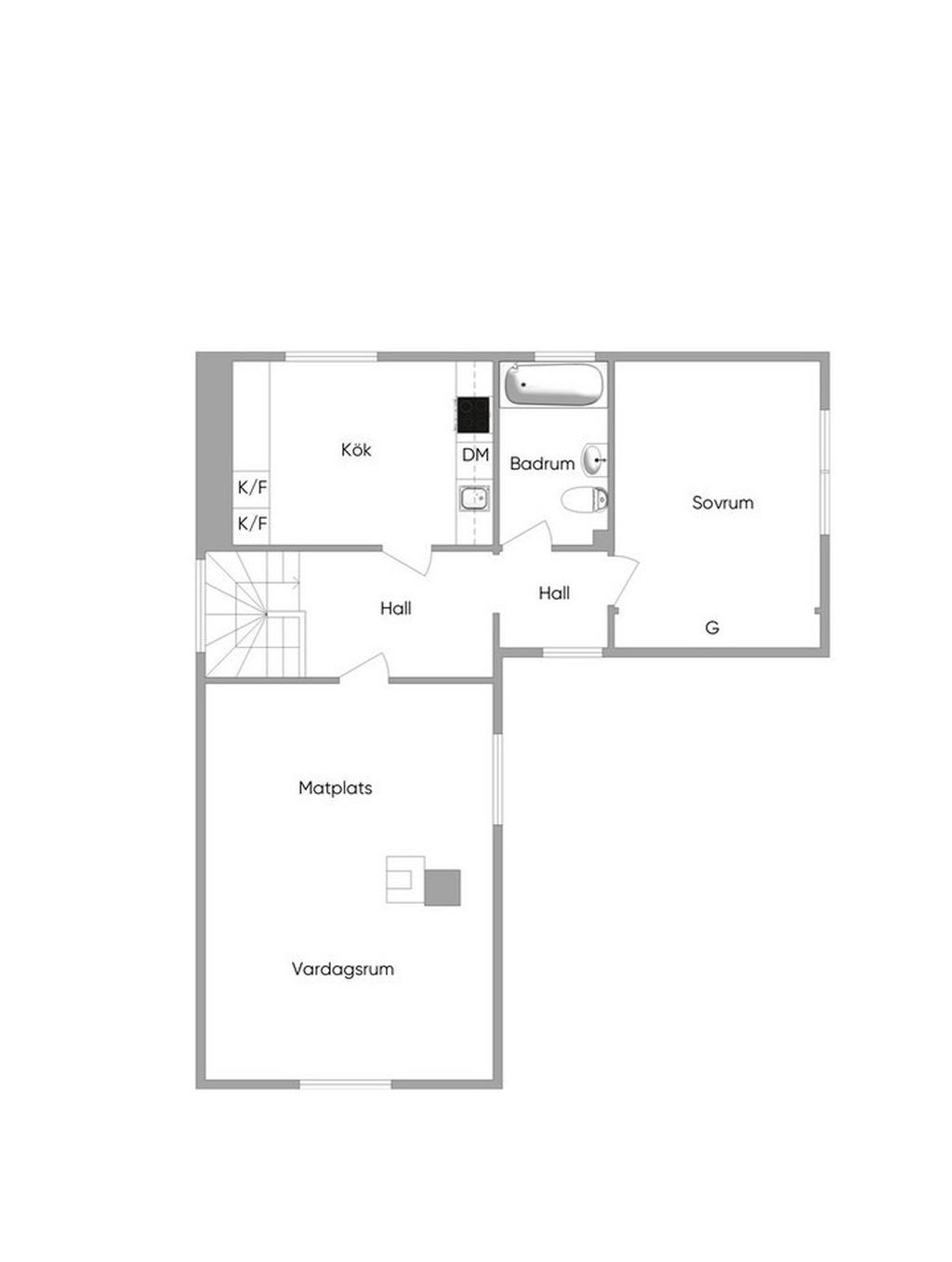 Övre plan, huvudbyggnad