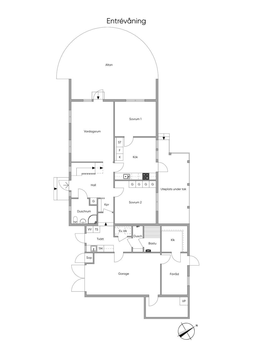 Planritning entréplan 2D