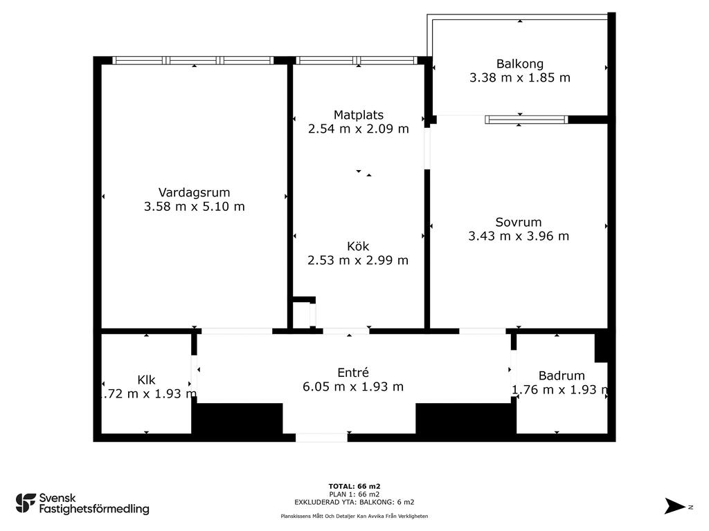 Planlösning med mått 