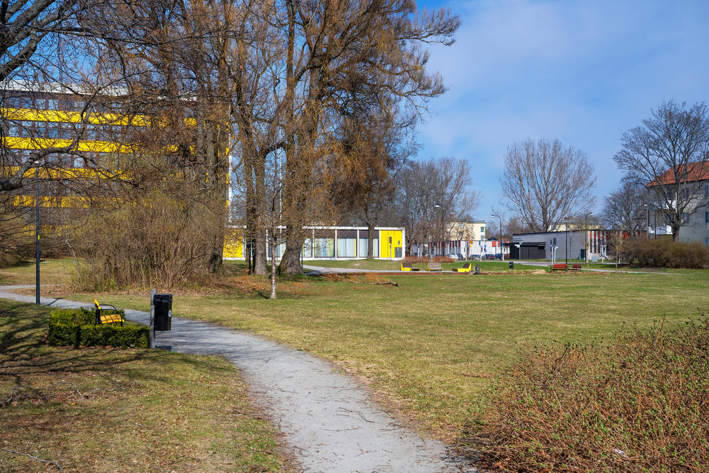 Vy över soltorgsparken. 