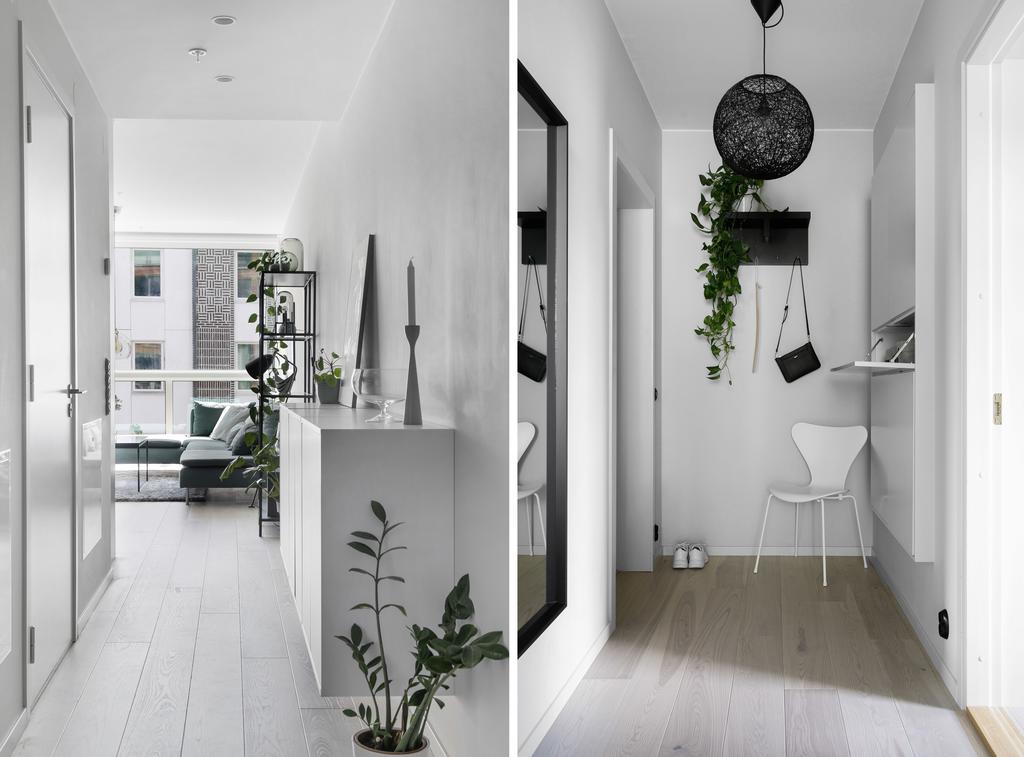 Hall med praktiskt inbyggt förvaringsskåp