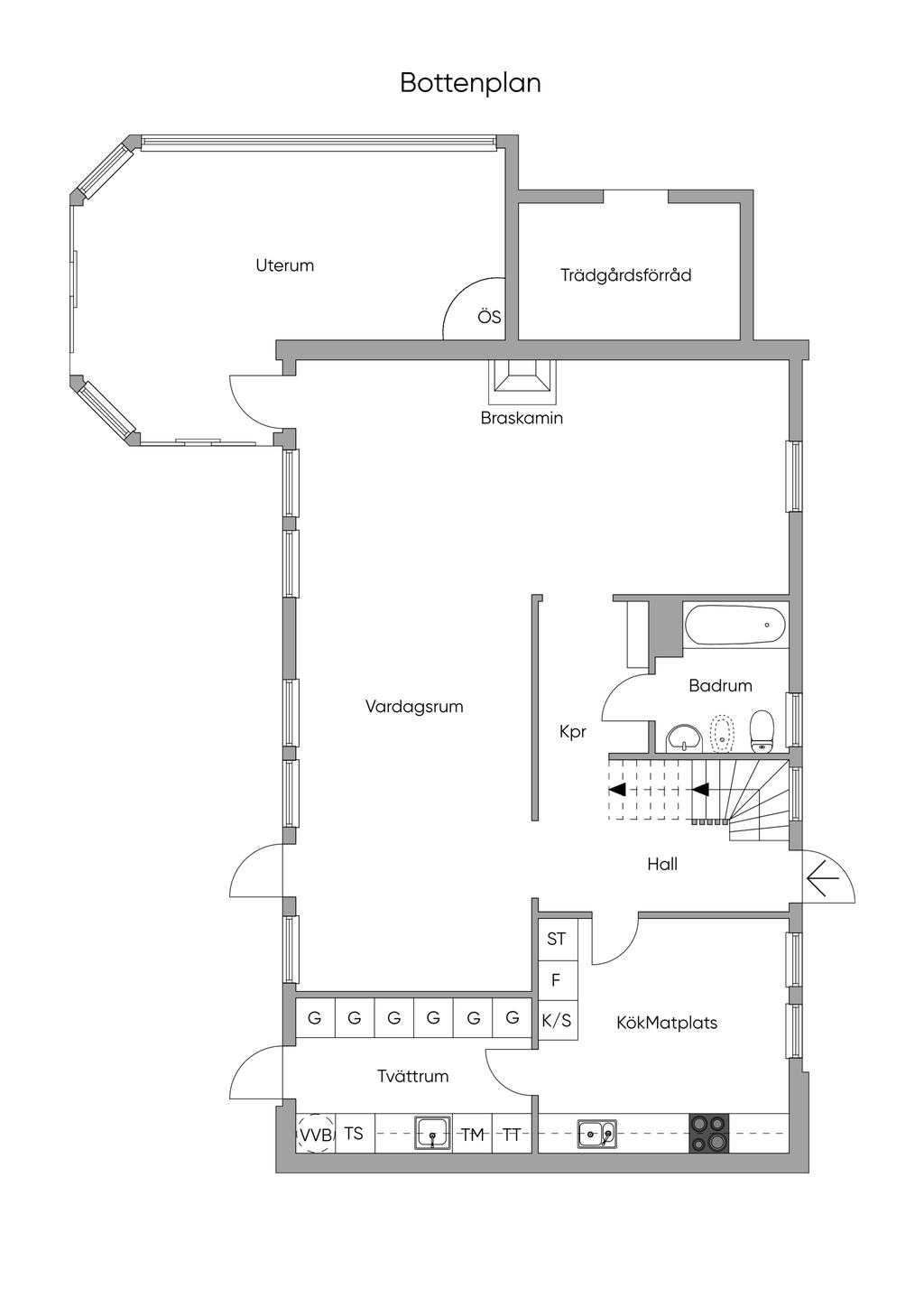 Planritning 2D Bottenvåning