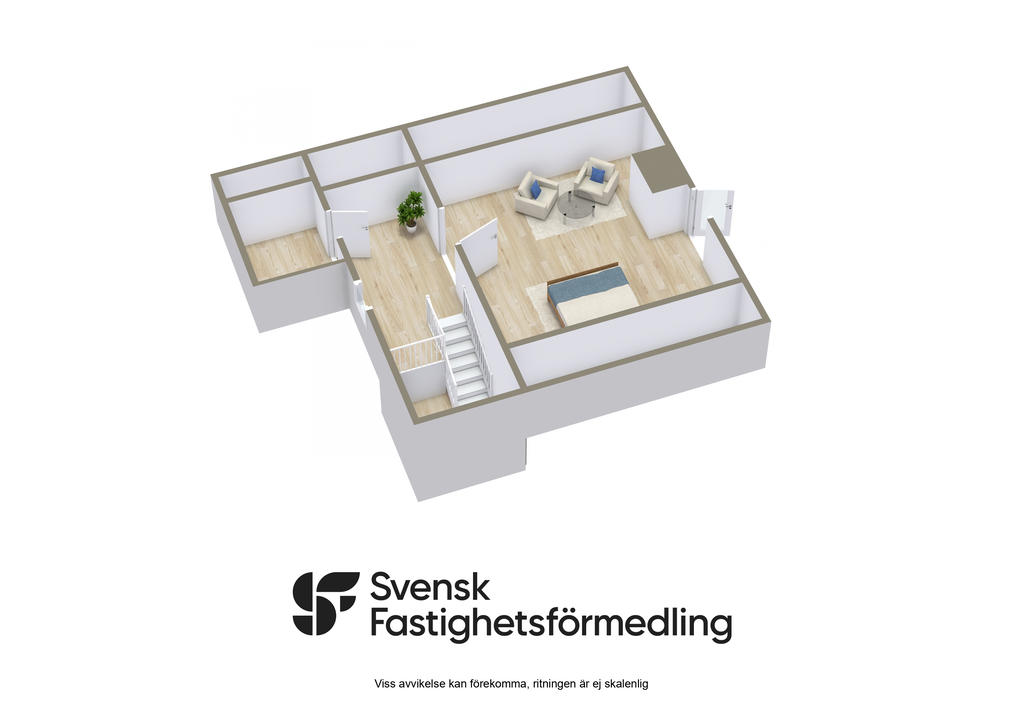 Övervåning, planlösning 3D