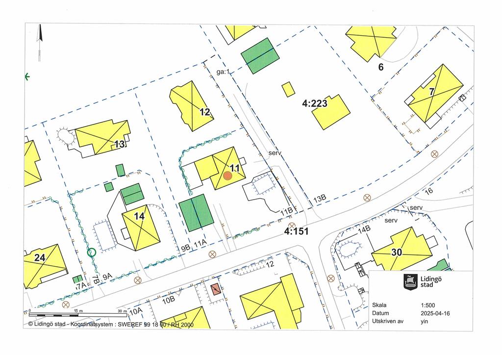 Tomtkarta Braxenvägen 11 B i Lidingö