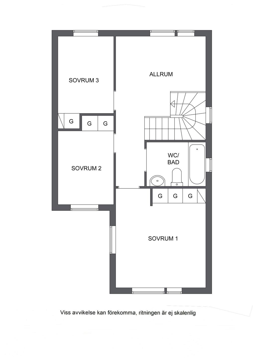 Alternativ planlösning, övre plan