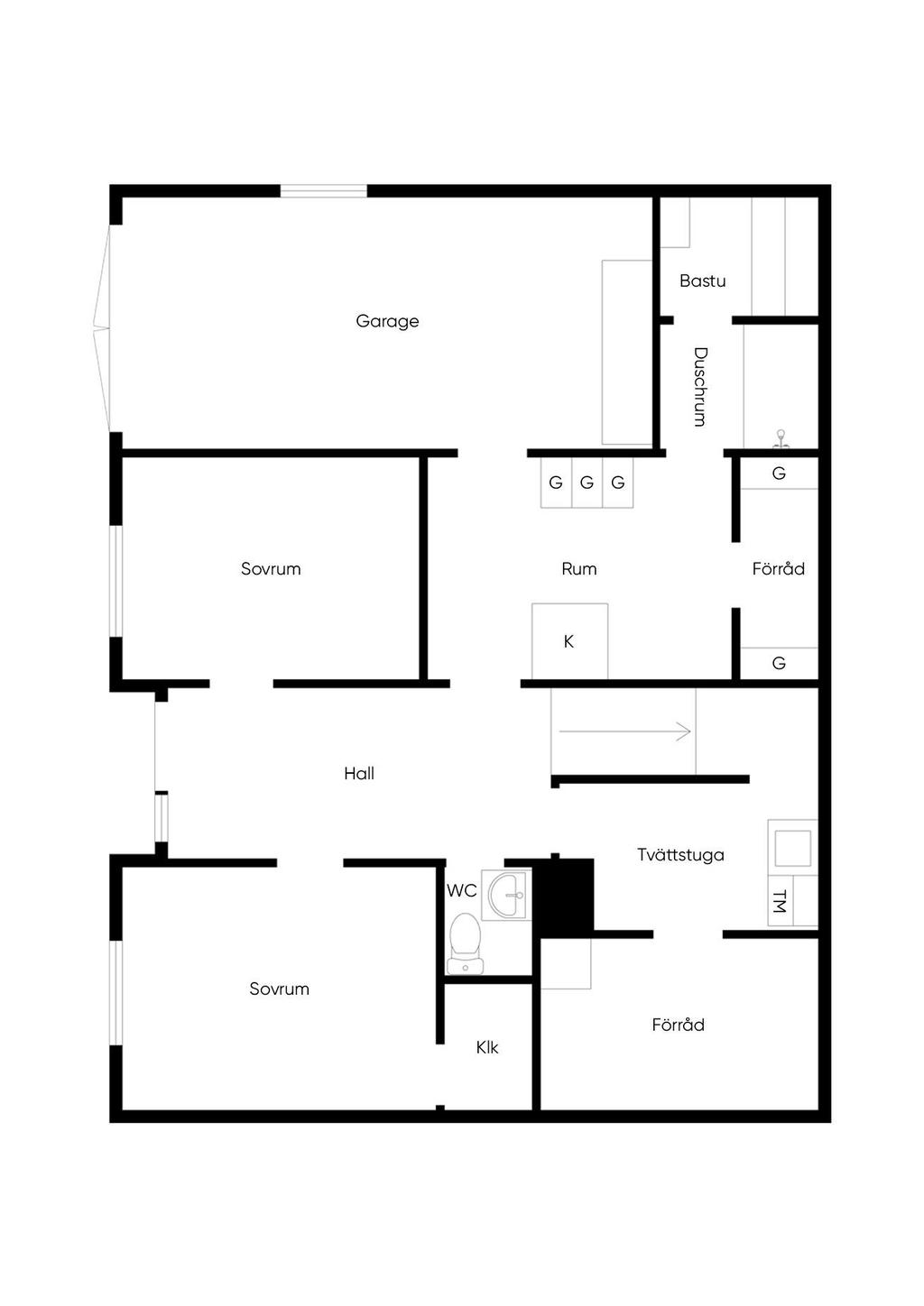 Planritning, nedre plan