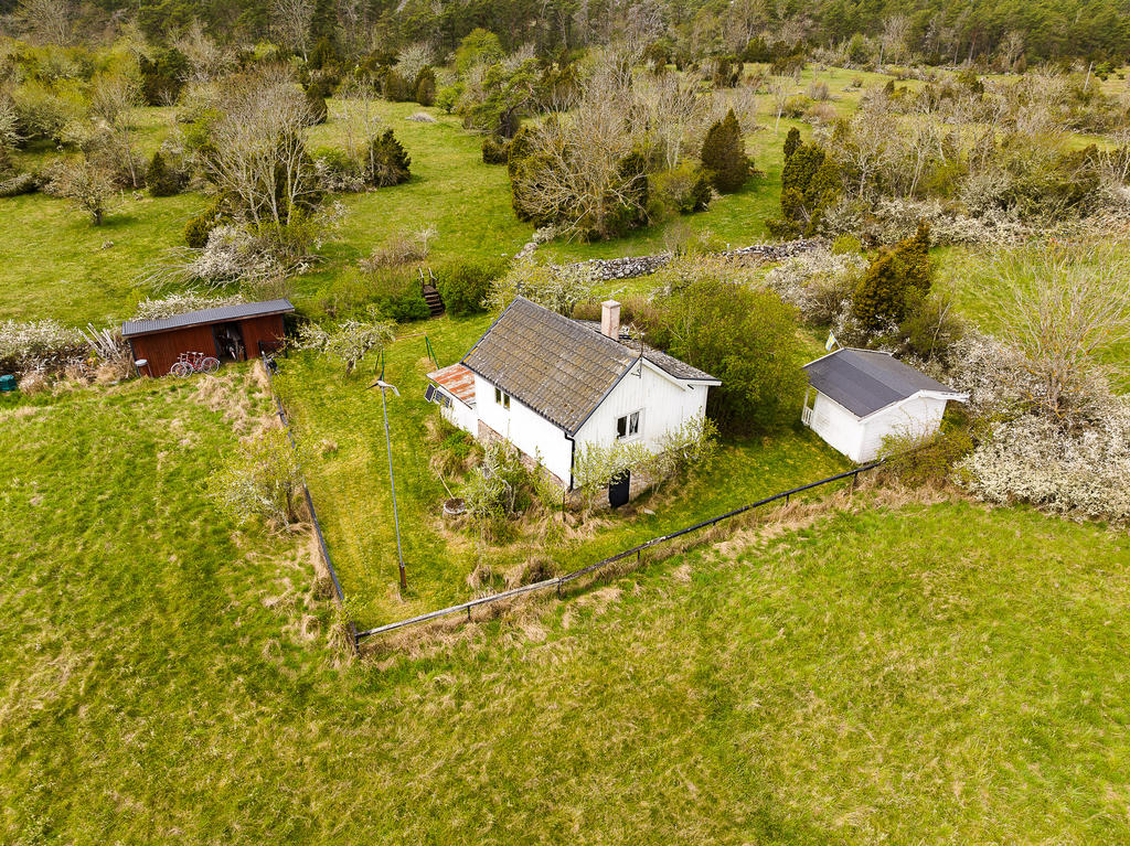 Huset,  gäststugan och förråd/toa