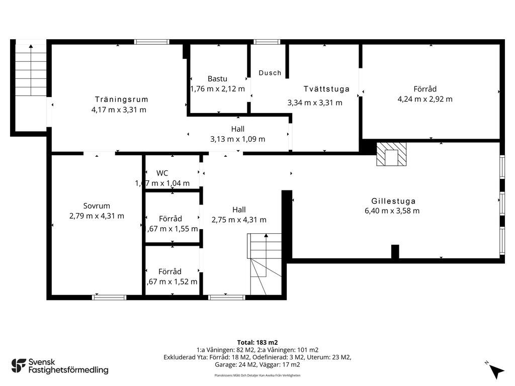 Planlösning källare med mått