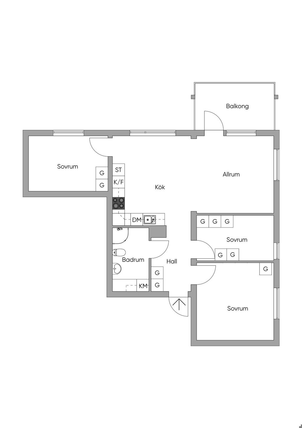 Planlösning (ej skalenlig)