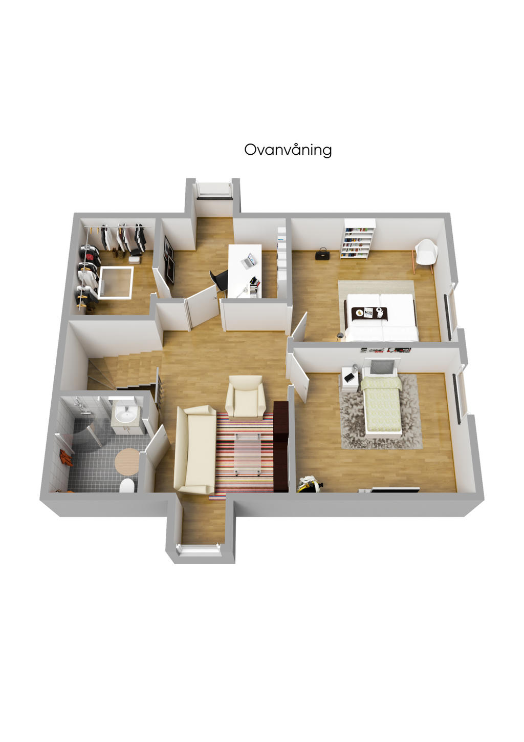Planlösning 3D ovanvåning