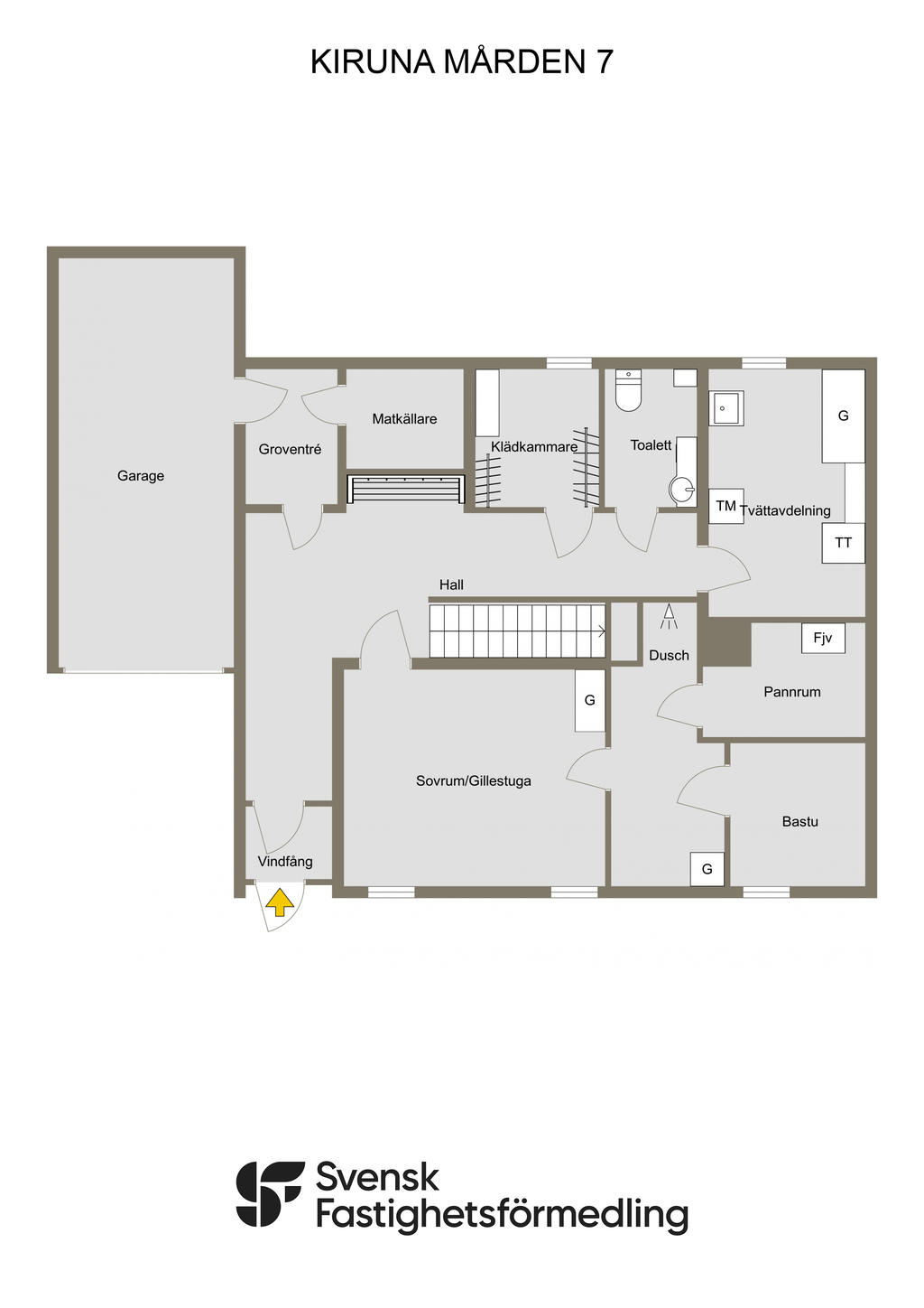 Planlösning entré/souterrängplan