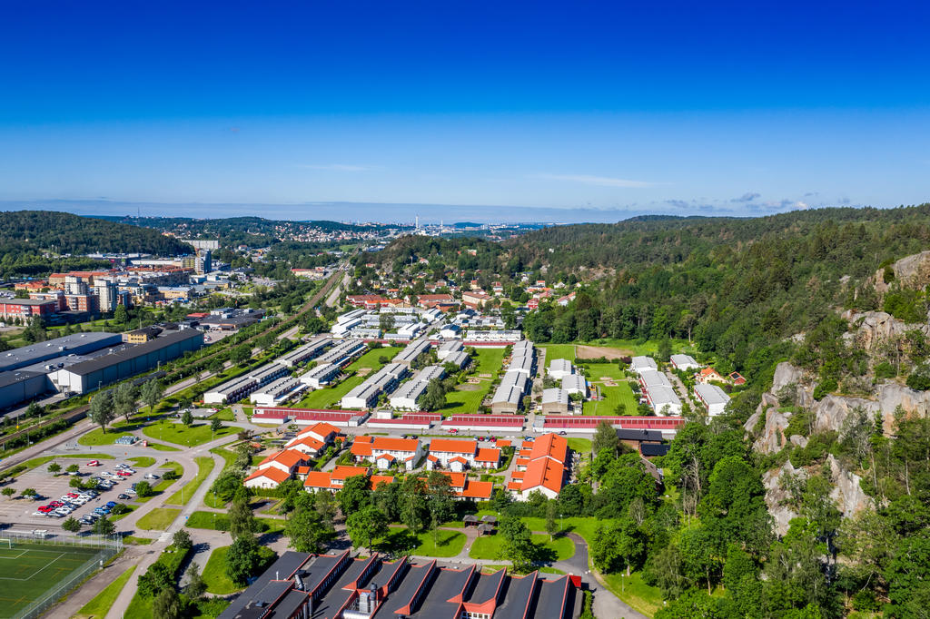 Drönarvy över området