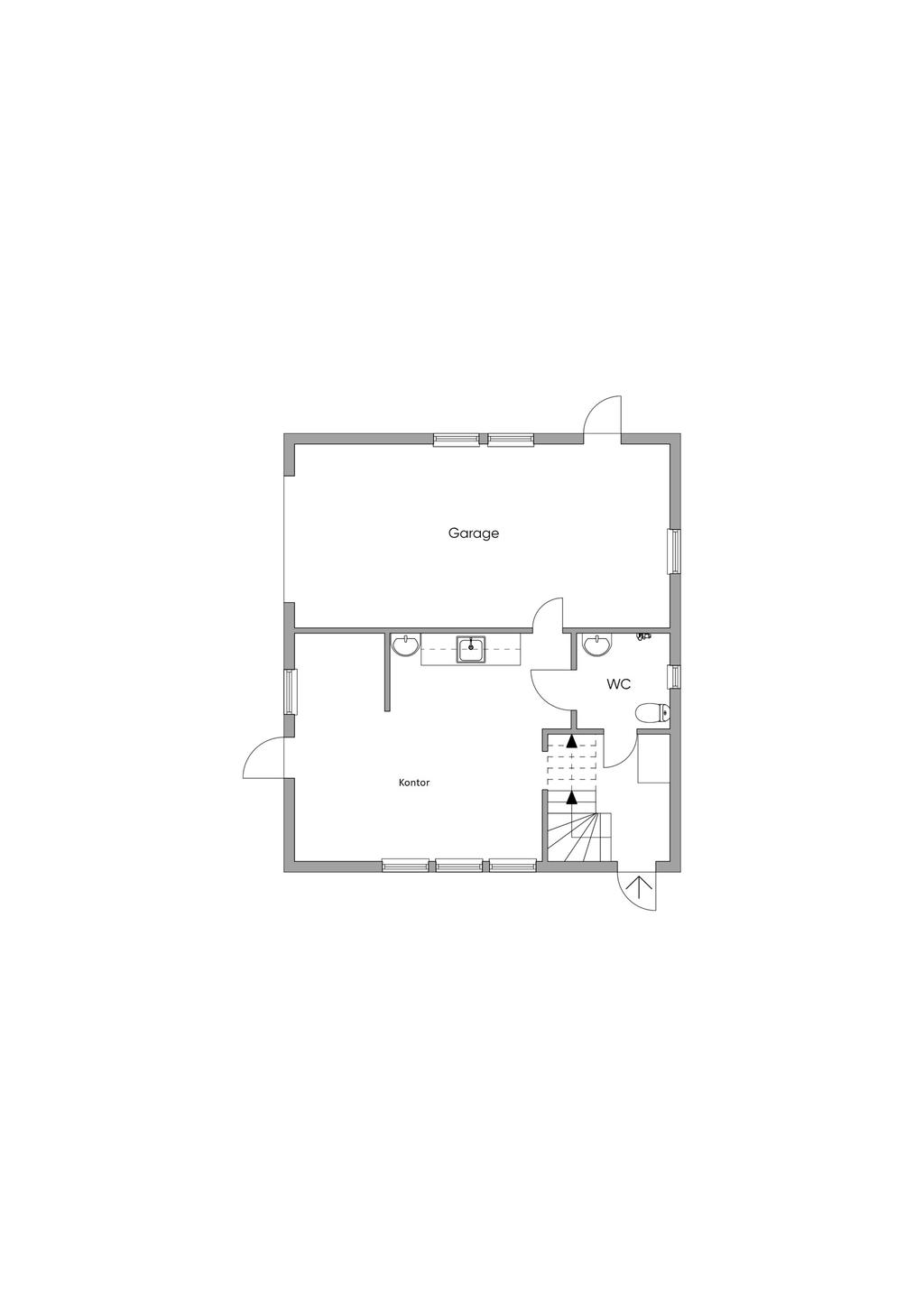 Nedre plan garagebyggnad