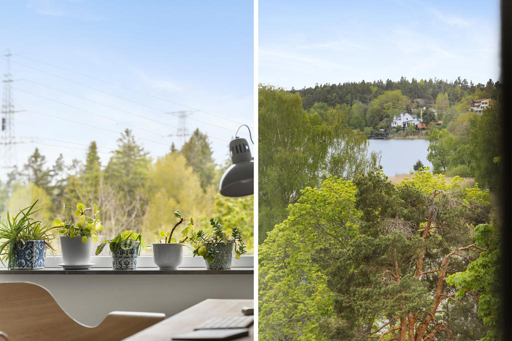 Utsikt mot Långsjön från sovrummet