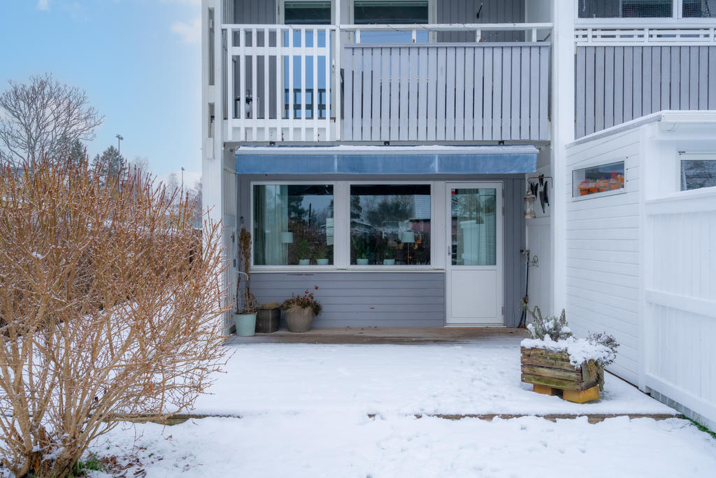 Uteplatsen på baksidan vintertid