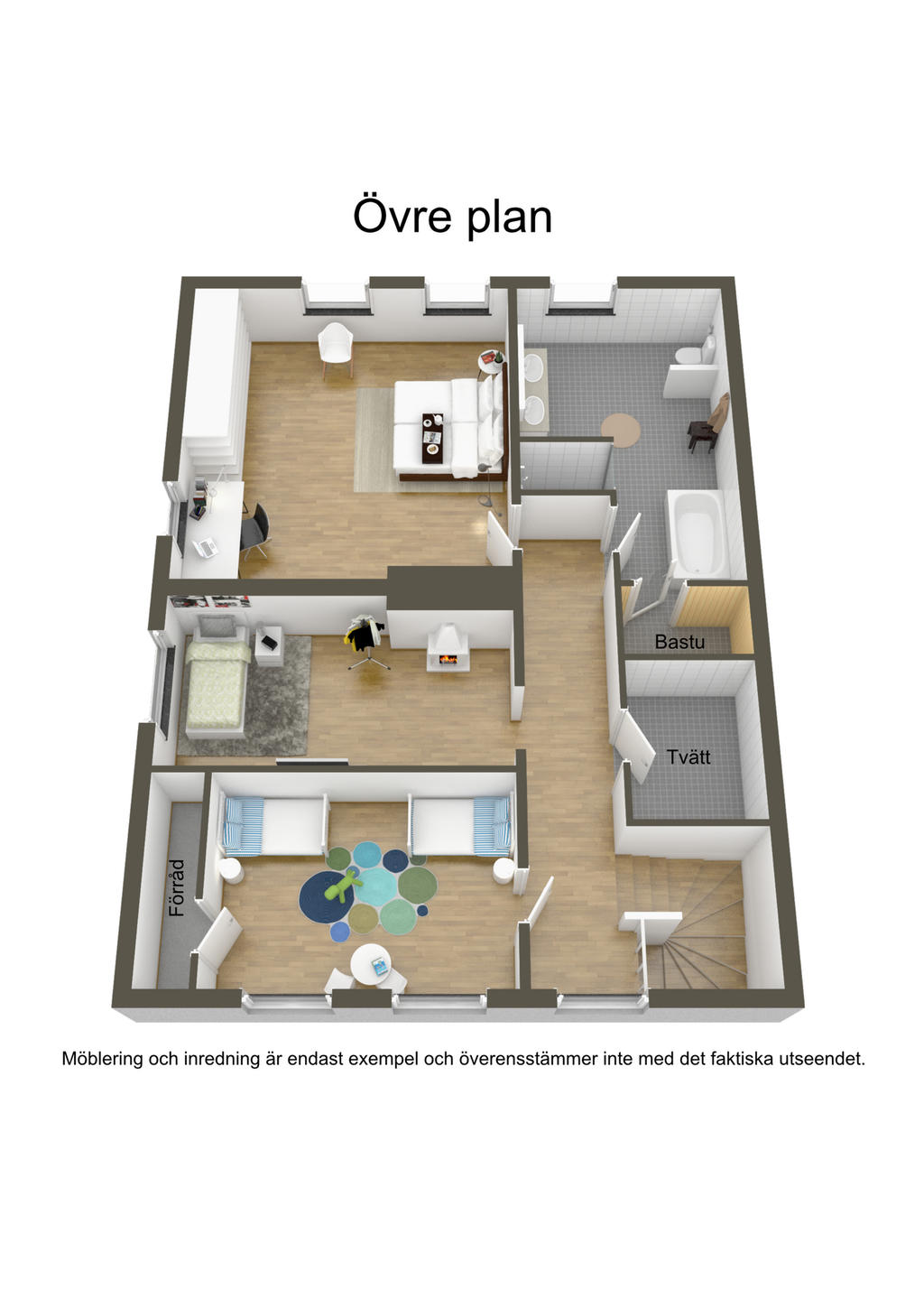 Planlösning övre plan 3D