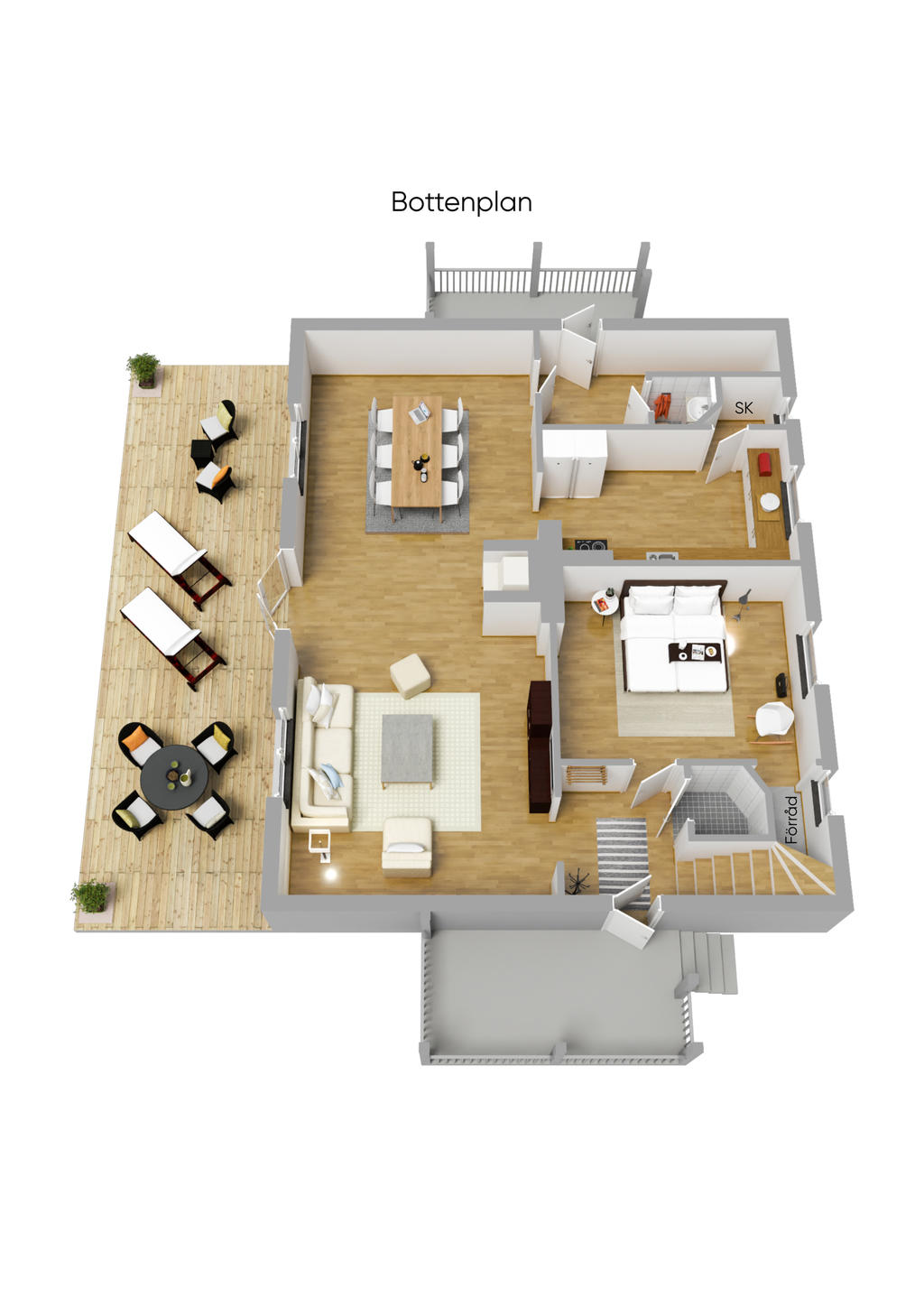Planlösning entréplan 3D