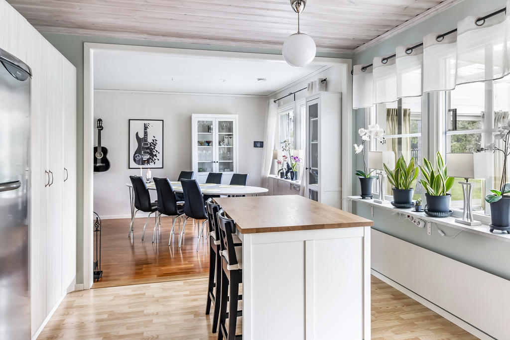 Öppet mellan kök och matplats