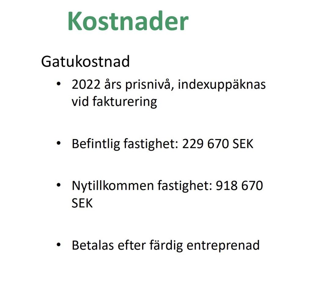 Kostnader info
