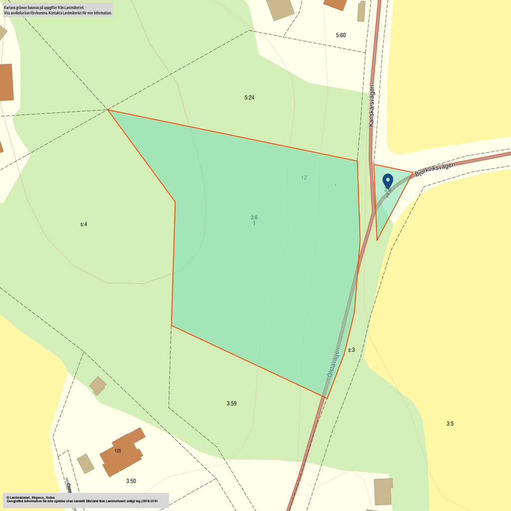 Tomten avser del av 3:6 (ca halva)