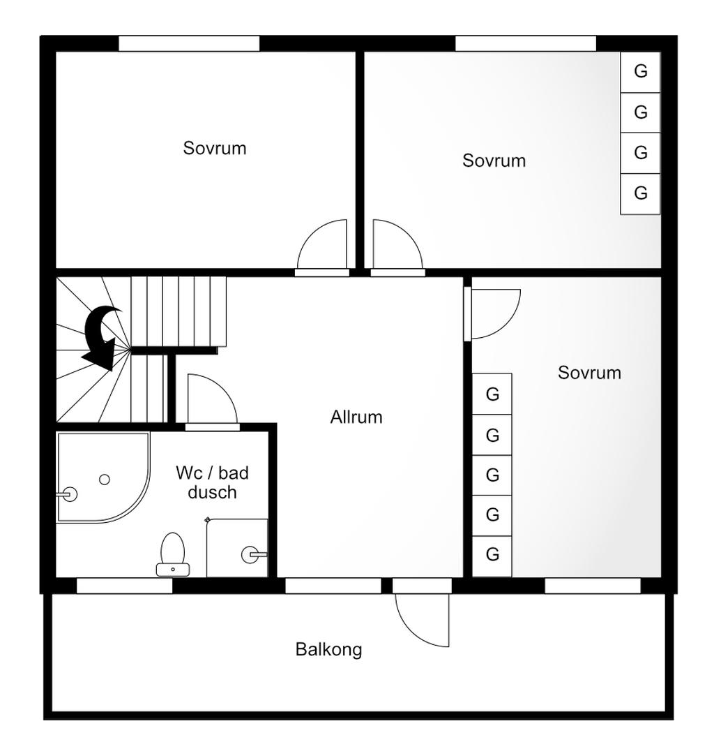 Planritning övre plan