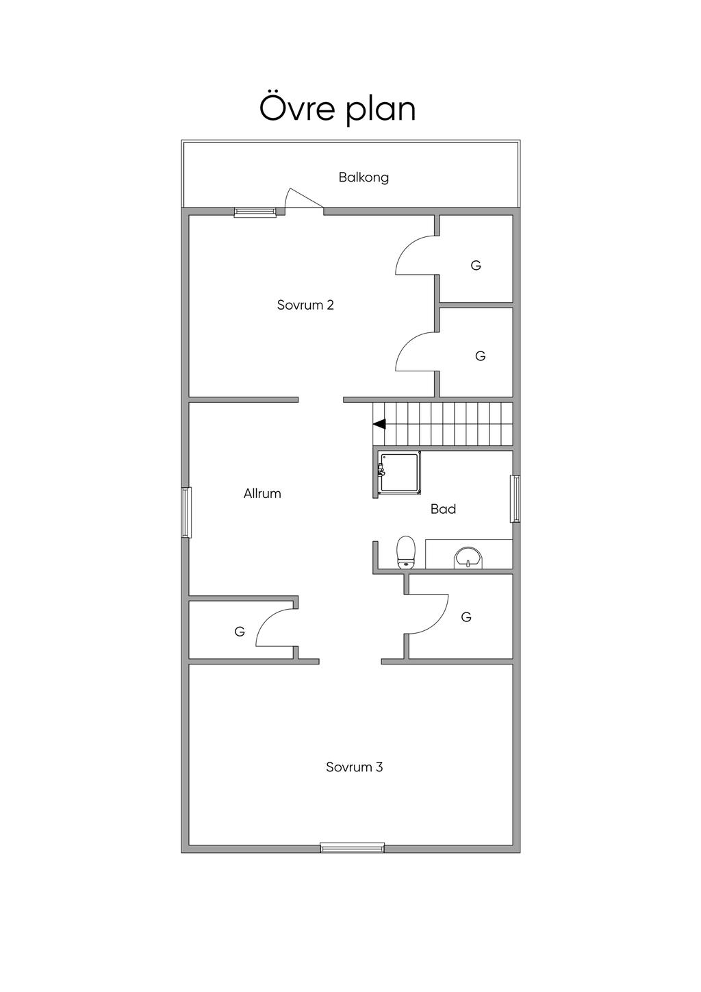 Planritning övre plan