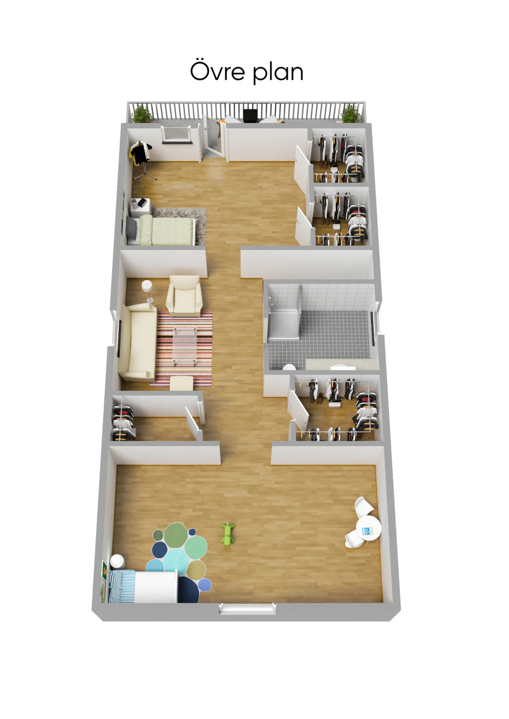Planritning övre plan 3D