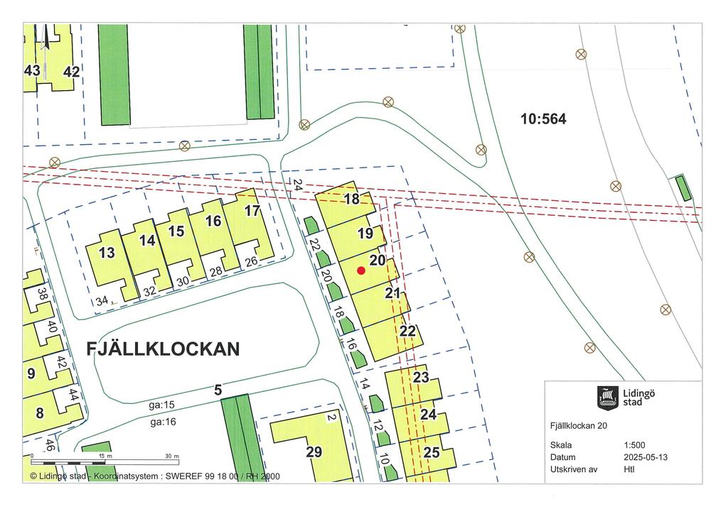 Tomtkarta Ängsklockevägen 20 i Lidingö 