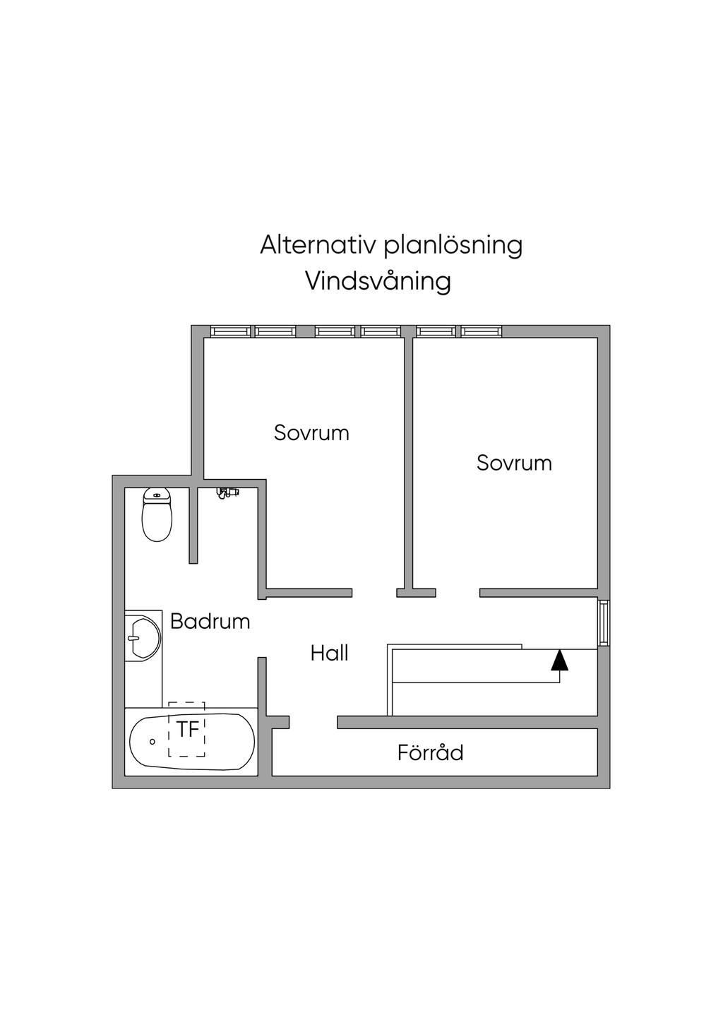 Alternativ
Planskiss, Vindsvåning 2D