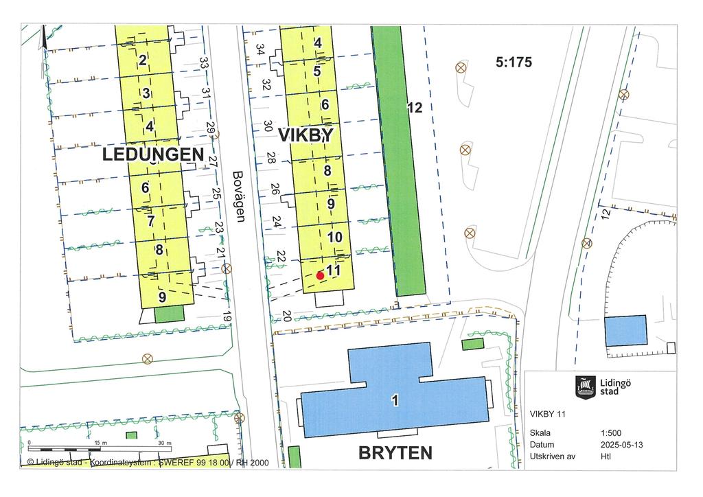 Tomtkarta Bovägen 20 i Lidingö