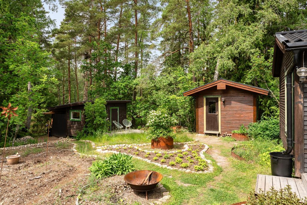 På tomten finns både förrådsbyggnad och byggnad inredd som kontor