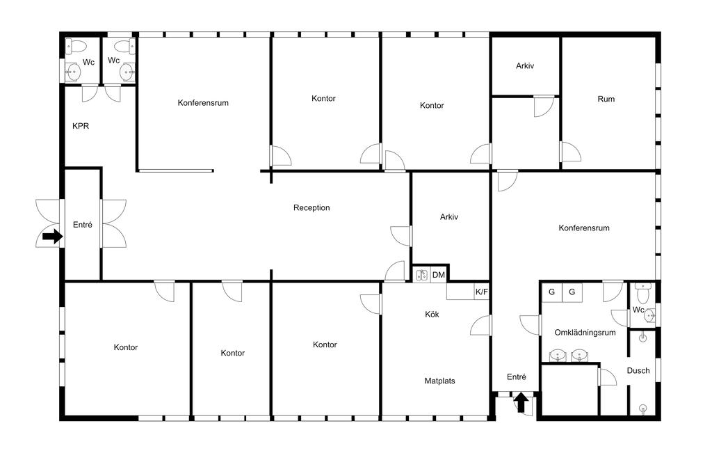 Planlösning kontorsbyggnad