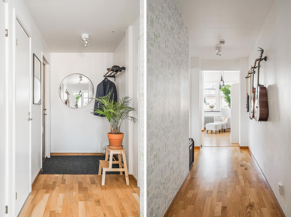 Entréhall med parkettgolv