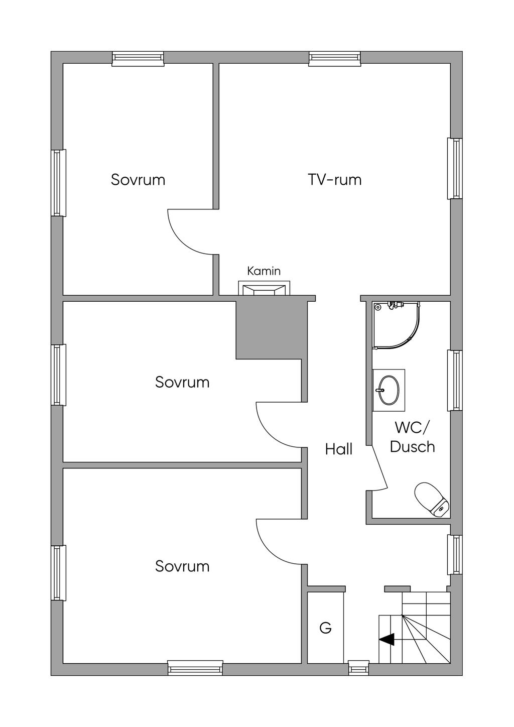 Planlösning övre plan