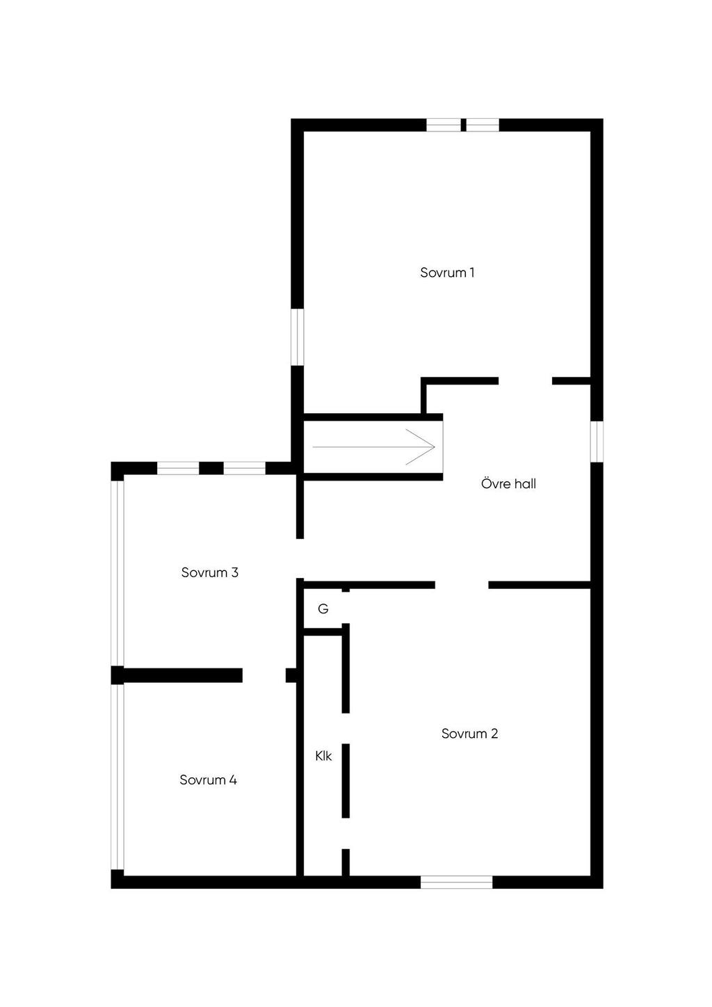 Alternativ planritning av övre plan