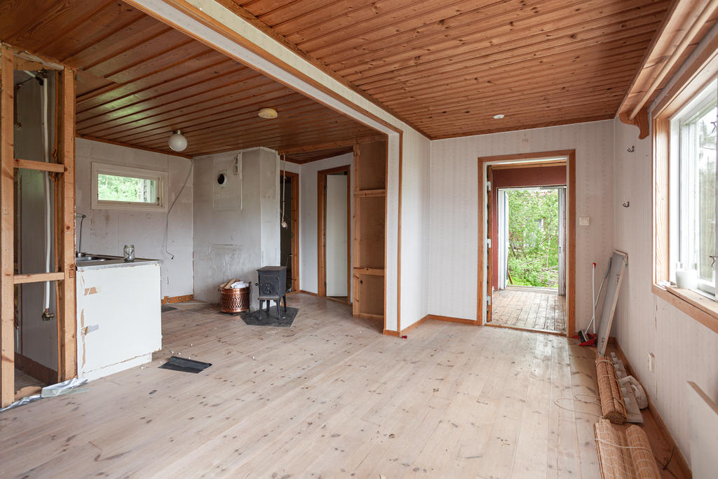 Här i huvudstugan på "33:an" har man möjlighet att få sitt drömprojekt, precis intill bostadshuset. 
