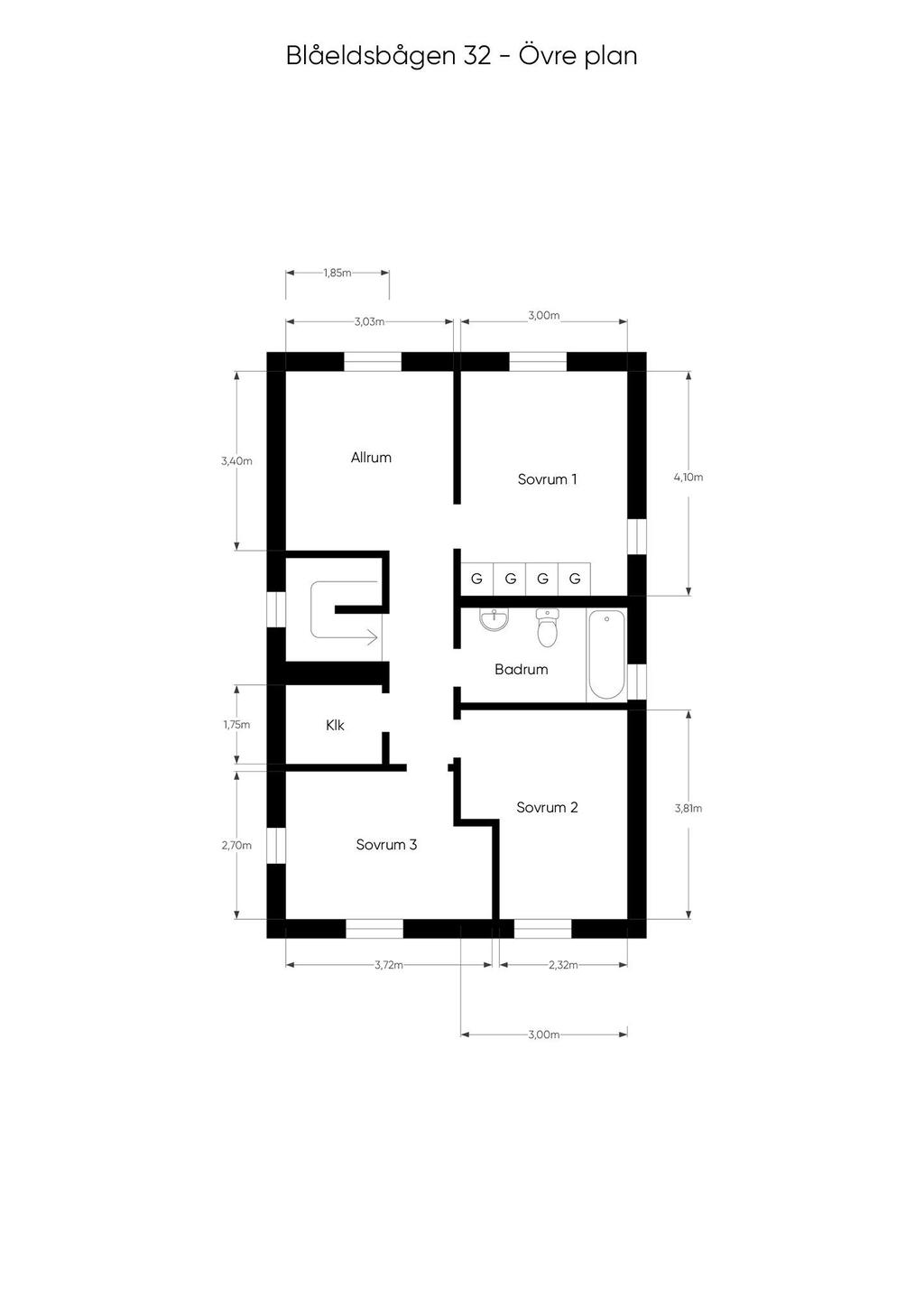 Planritning övre plan