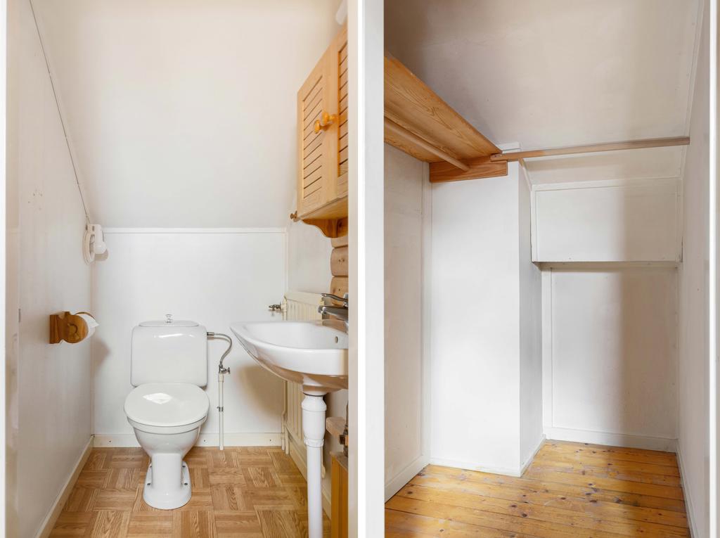 WC och klädkammare på övre plan.