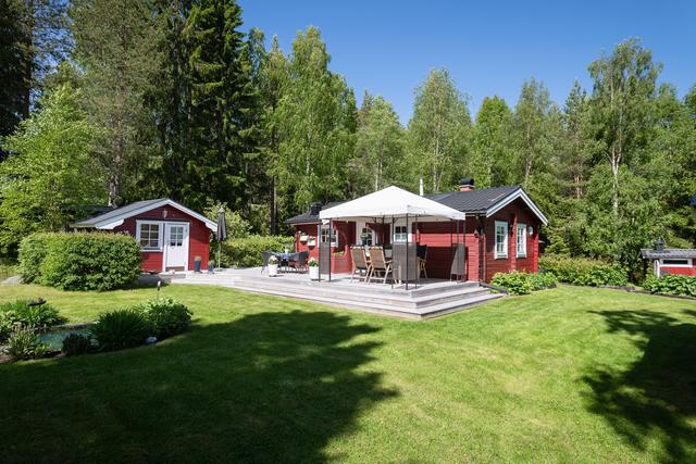 Huvudbyggnad samt en av gäststugorna