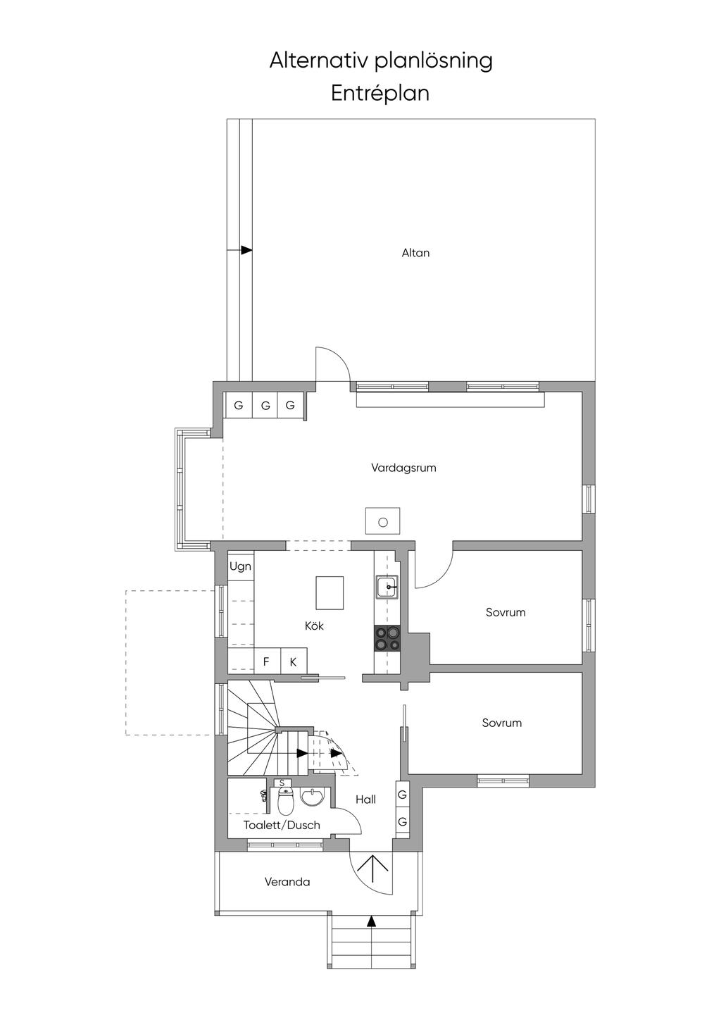 Alternativ planlösning entréplan.