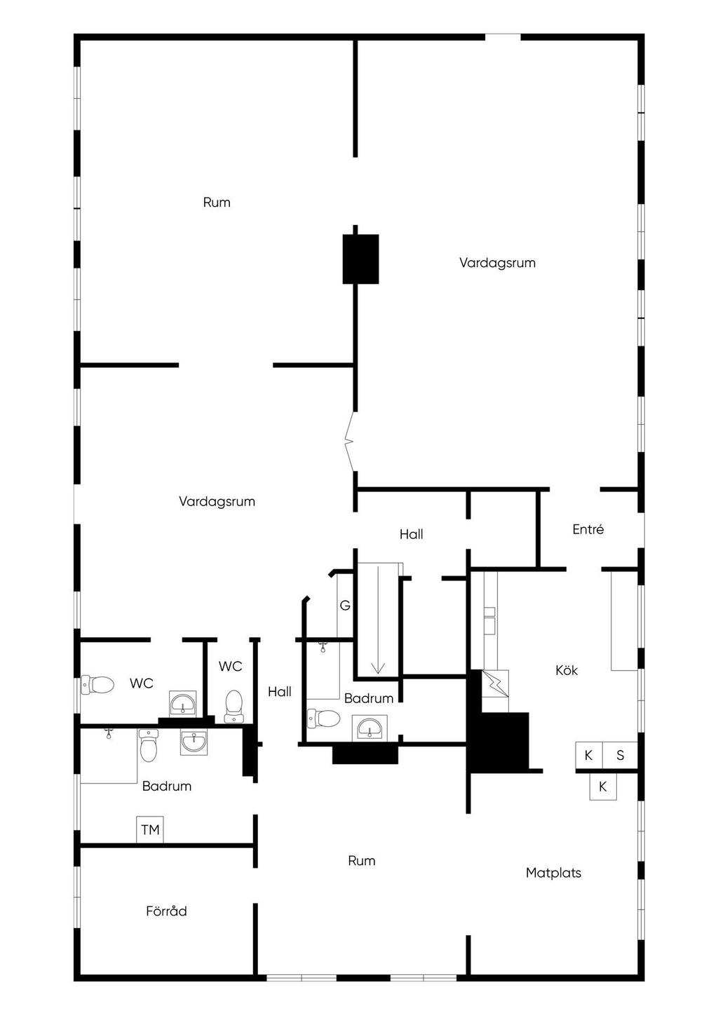 Planritning nedre plan