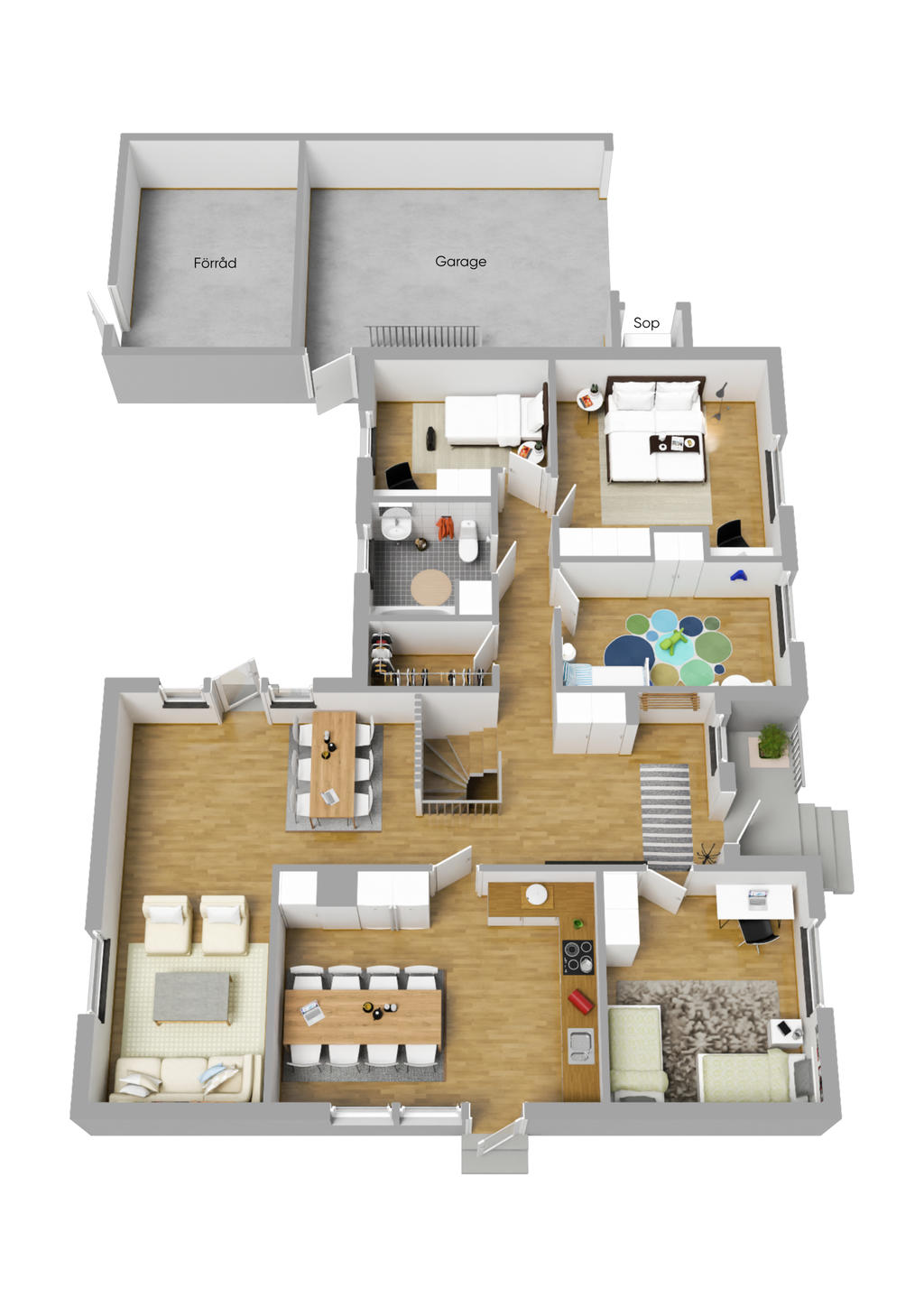 Planlösning entréplan 3D