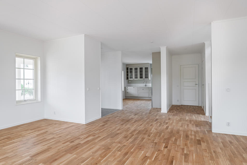 Öppen planlösning mellan Vardagsrum och Kök.