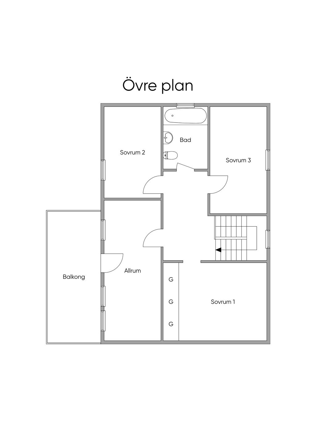 Planlösning övre plan